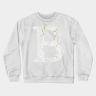 The Letter B White and Gold Marble Design Crewneck Sweatshirt